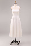 Vestido de compromiso Midi blanco de escote halter, línea en A