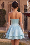 Vestido de bienvenida de fin de curso de satín de satín vasco de cintura vasca de cintura vasca con tirantes y volantes
