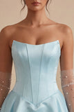 Vestido de bienvenida de fin de curso de satín de satín vasco de cintura vasca de cintura vasca con tirantes y volantes