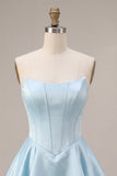 Vestido de bienvenida de fin de curso de satín de satín vasco de cintura vasca de cintura vasca con tirantes y volantes