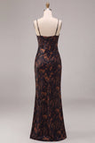 Vestido formal largo largo con cuello de sirena negra con cuello floral