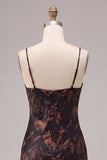 Vestido formal largo largo con cuello de sirena negra con cuello floral