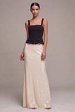 Vestido formal largo de sirena blanco y blanco con cuello cuadrado