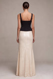 Vestido formal largo de sirena blanco y blanco con cuello cuadrado