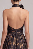 Vestido formal largo sin espalda sin espalda con escote en línea A y corte corte