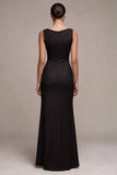 Vestido formal largo sin mangas sin mangas de sirena negro con cuello tipo capucho