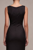 Vestido formal largo sin mangas sin mangas de sirena negro con cuello tipo capucho