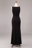 Vestido formal largo sin mangas sin mangas de sirena negro con cuello tipo capucho