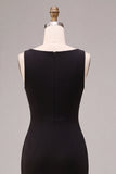 Vestido formal largo sin mangas sin mangas de sirena negro con cuello tipo capucho