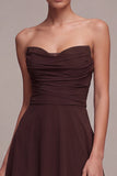 Vestido formal largo de gasa A-Line Dark Coffee Sweetheart