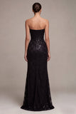 Vestido formal largo y rizado de sirena sin tirantes, tirante