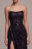 Vestido formal largo y rizado de sirena sin tirantes, tirante