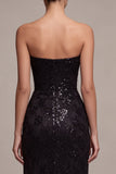 Vestido formal largo y rizado de sirena sin tirantes, tirante