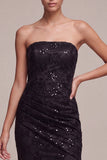 Vestido formal Maxi arrugado de sirenas negras sin tirantes