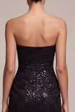 Vestido formal Maxi arrugado de sirenas negras sin tirantes