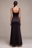 Sirena negra, tirantes gruesos de tirantes, vestido formal largo