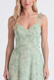 Vestido largo de dama de honor con tirantes finos de chiffon salvia A-Line