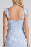 Vestido largo de dama de honor con tirantes florales Jacquard y abertura