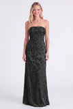 Vestido largo de dama de honor floral sin tirantes Sage