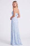Vestido largo de dama de honor floral sin tirantes Sage