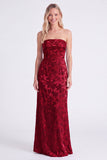 Vestido largo de dama de honor floral sin tirantes Sage