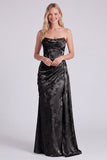 Vestido largo largo de dama de honor floral sin tirantes de salvia sin tirantes de salvia