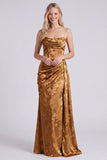 Vestido largo largo de dama de honor floral sin tirantes de salvia sin tirantes de salvia