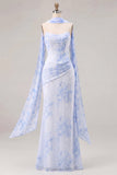 Vestido largo largo de dama de honor sin tirantes Sirena Salvia con encaje en la espalda