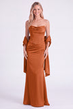 Vestido largo largo de dama de honor sin tirantes Sirena Salvia con encaje en la espalda