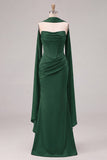 Vestido largo largo de dama de honor sin tirantes Sirena Salvia con encaje en la espalda