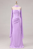 Vestido largo largo de dama de honor sin tirantes Sirena Salvia con encaje en la espalda
