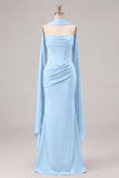 Vestido largo largo de dama de honor sin tirantes Sirena Salvia con encaje en la espalda