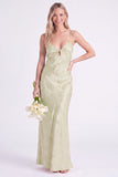 Sirena Narciso Floral con tirantes finos y vestido largo de dama de honor
