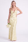 Sirena Narciso Floral con tirantes finos y vestido largo de dama de honor