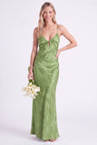 Sirena Narciso Floral con tirantes finos y vestido largo de dama de honor