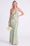 Sirena Narciso Floral con tirantes finos y vestido largo de dama de honor