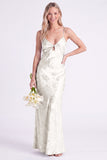Sirena Narciso Floral con tirantes finos y vestido largo de dama de honor