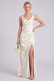 Corsé floral verde sirena, escote en V, vestido largo de dama de honor con abertura