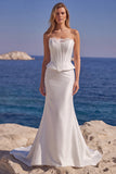 Corsé blanco sin tirantes Vestido largo de sirena