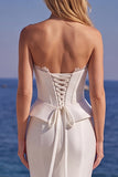 Corsé blanco sin tirantes Vestido largo de sirena
