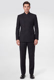 Trajes negros de dos piezas cruzados para hombres de graduación