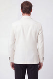Chaqueta americana blanca de hombre de solato cruzado con solapa de muesca