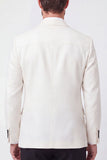 Chaqueta americana blanca de hombre de solato cruzado con solapa de muesca