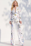 Trajes de baile de solapa con pico estampados en blanco