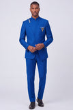 Traje de baile de graduación de dos piezas de dos piezas de un solo botonadura en azul marino oscuro