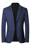 Chaqueta americana azul de solapa con muesca y cruz azul