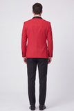 Trajes de baile de hombre de 3 piezas con solapa roja y un botón