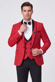 Trajes de baile de hombre de 3 piezas con solapa roja y un botón