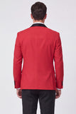 Trajes de baile de hombre de 3 piezas con solapa roja y un botón