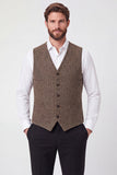 Chaleco marrón de monocruzamento masculino